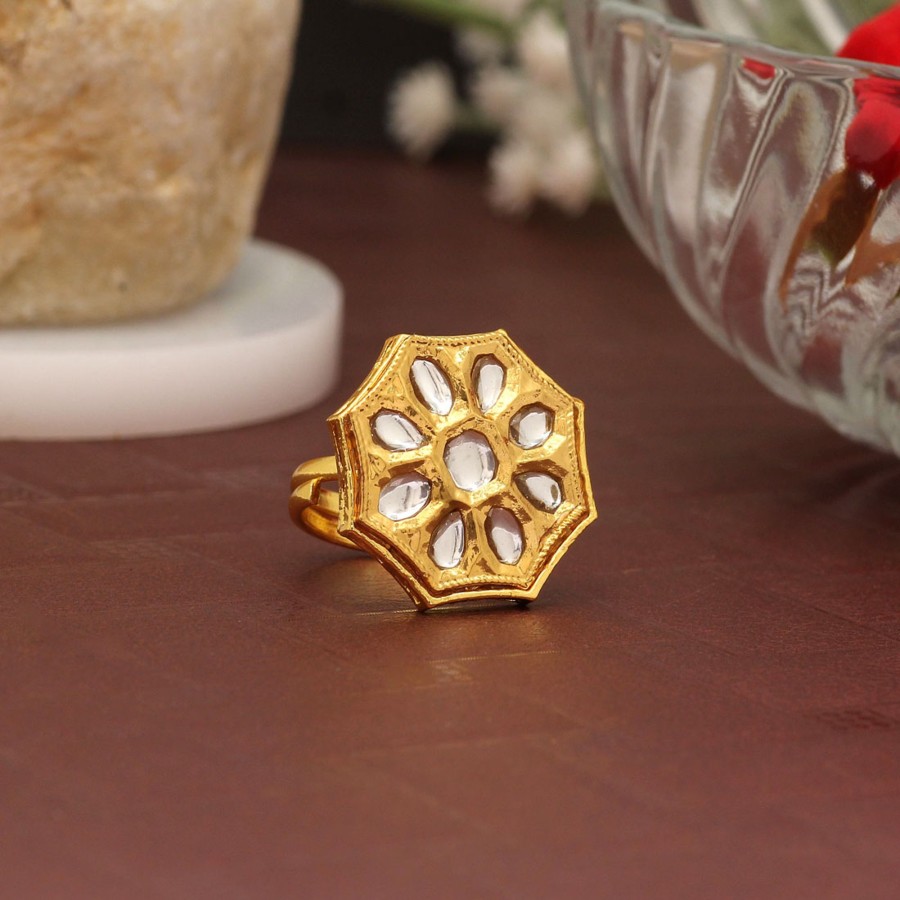 Women IndiFeels Rings | Kundan Meenakari Ring