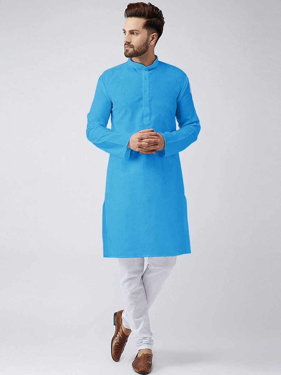 Men IndiFeels | Men Stylish Kurta Pyjama – Sky Blue