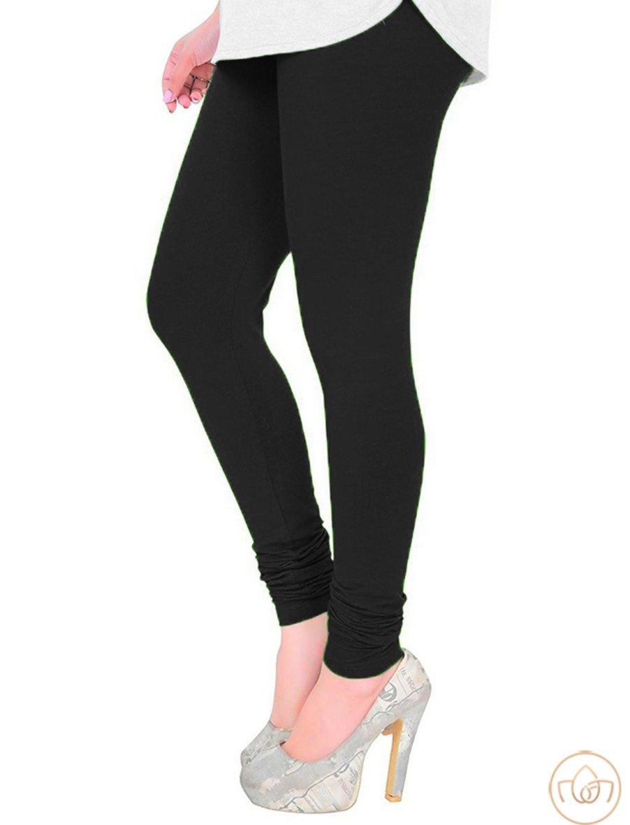 Women IndiFeels Pants Only | Free Size Strechable Chudidar Leggings - Black