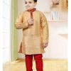 Kids IndiFeels | Kids Kurta Pyjama - Red & Golden