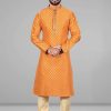 Men IndiFeels | Cotton Men'S Kurta Pajama Mustard