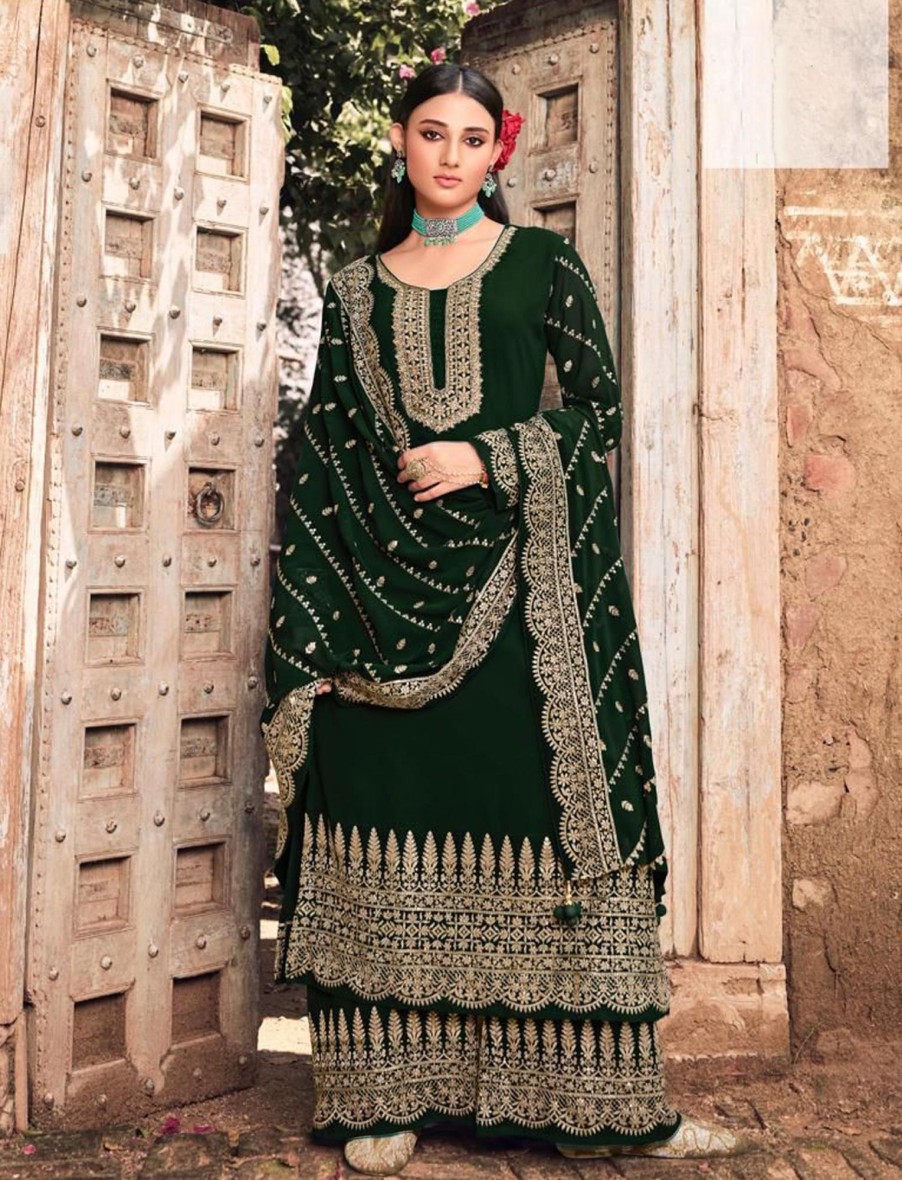 Women IndiFeels Suits | Embroidered Georgette Pakistani Suit