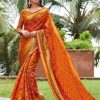 Women IndiFeels Sarees | Silk Banarasi Saree In Orange