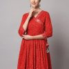 Women IndiFeels Kurti | Bandhani Red Short Kurti Women