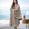 Women IndiFeels Suits | Georgette Fabric Lovely Embroidered Suit In Grey Color