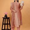 Women IndiFeels Suits | Embroidered Peach Punjabi Salwar Suit With Dupatta