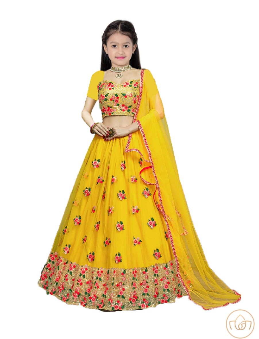 Kids IndiFeels | Girls Lehnga - Yellow