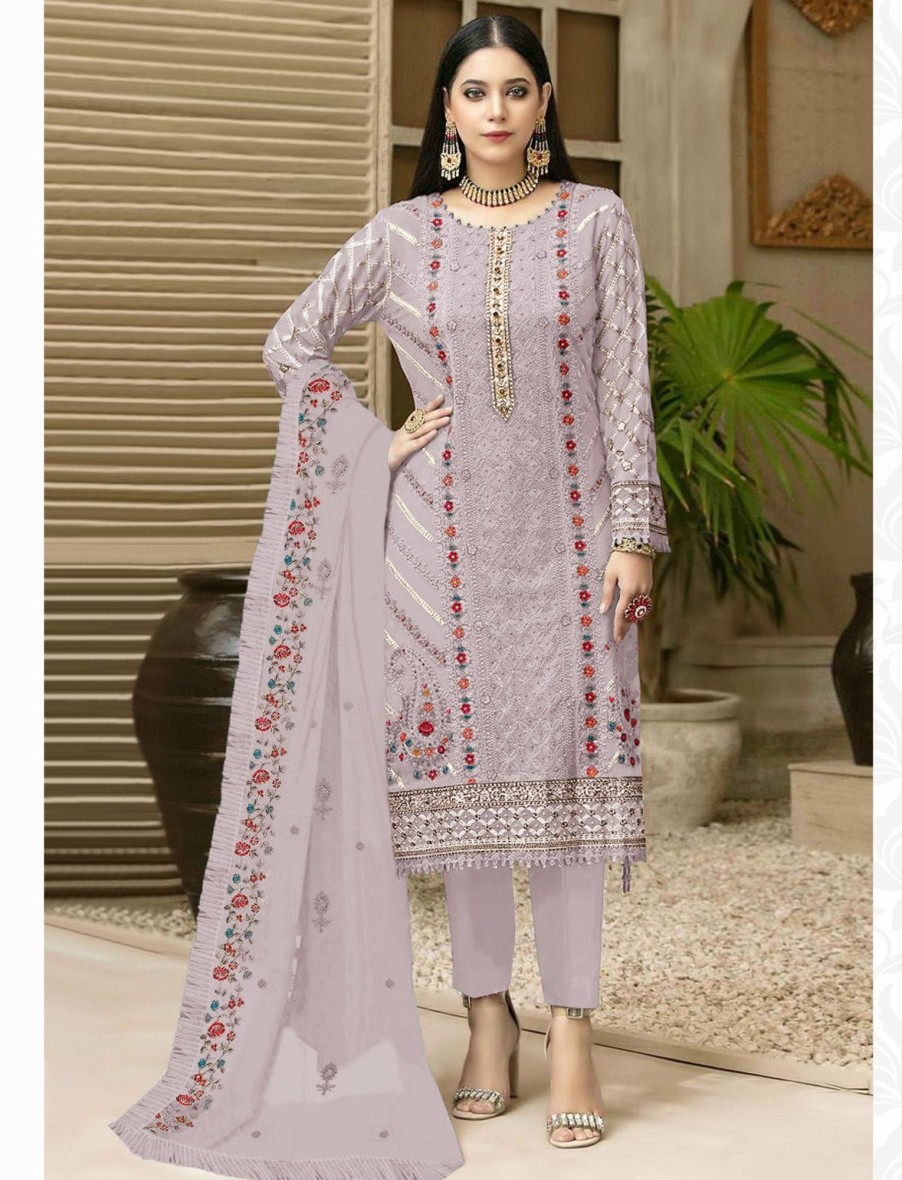 Women IndiFeels Suits | Embroidery Work Georgette Pakistani Suit