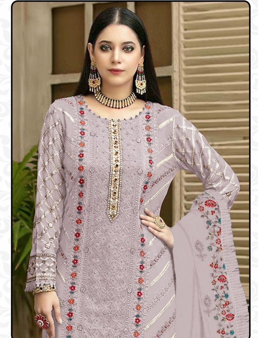 Women IndiFeels Suits | Embroidery Work Georgette Pakistani Suit