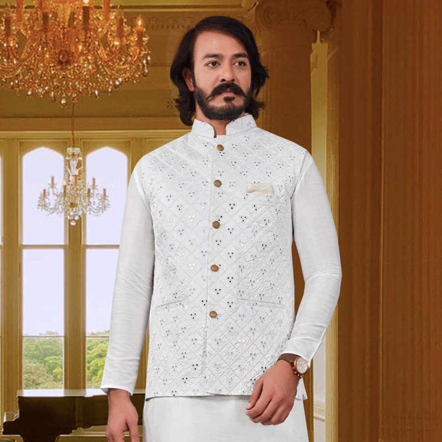 Men IndiFeels | Mirror Work Nehru Jacket