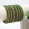 Women IndiFeels Bangles | Gold Plated Green Velvet Bangle Set