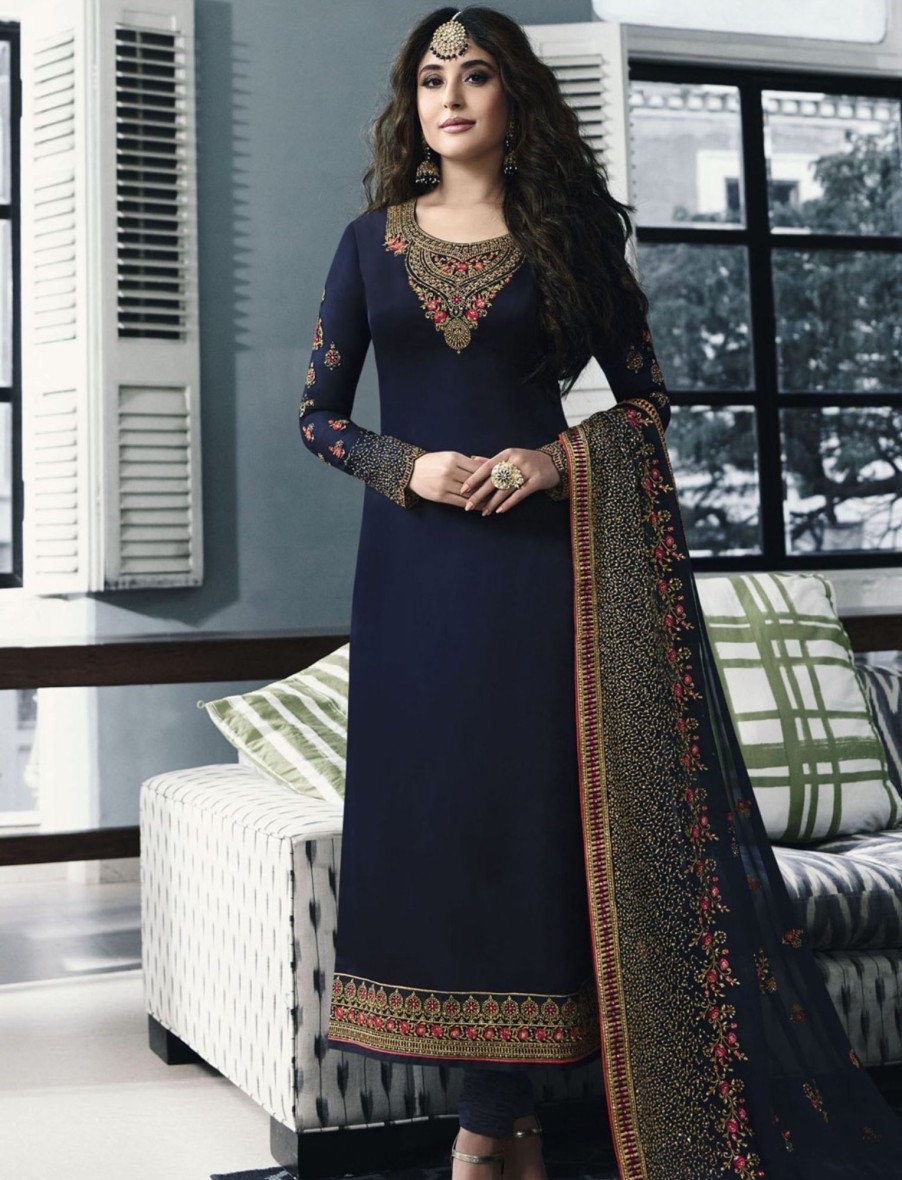 Women IndiFeels Suits | Embroidered Georgette Suit