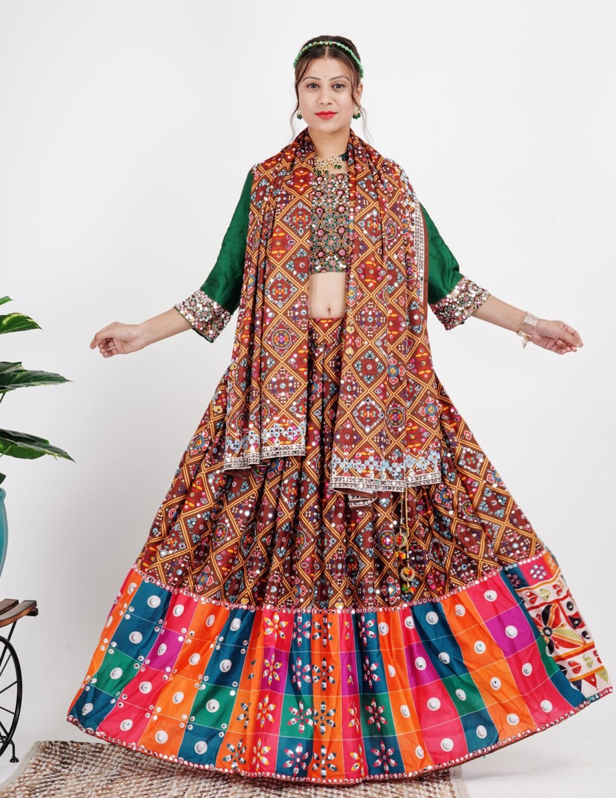 Women IndiFeels Lehenga | Multi Colour Mirror Work Chaniya Choli