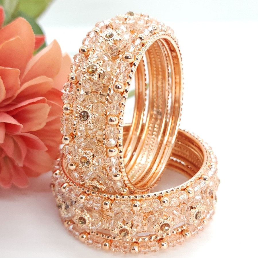 Women IndiFeels Bangles | Rose Gold Bangles Set