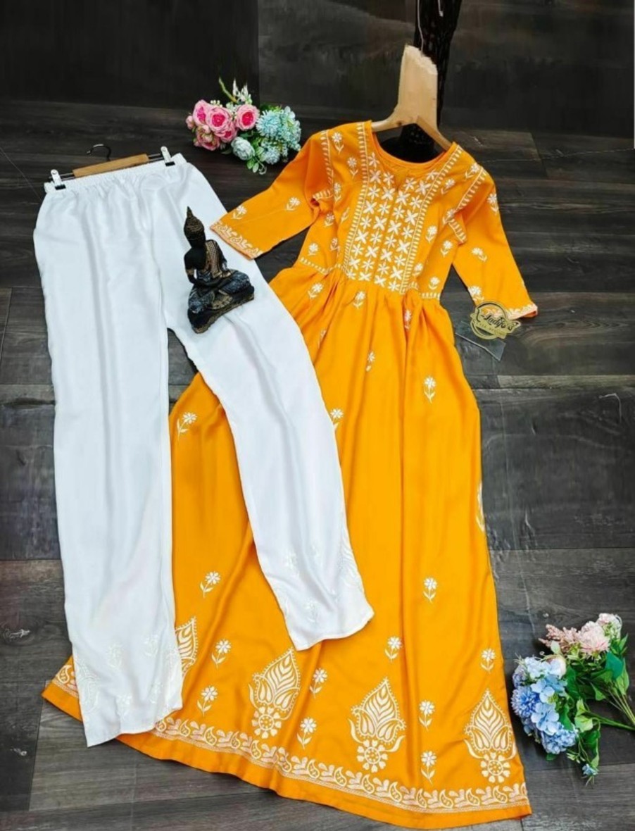 Women IndiFeels Suits | Anarkali Suit - Yellow