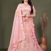 Women IndiFeels Lehenga | Light Pink Lehenga Choli Embellished With Multicolored Thread Work