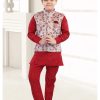 Kids IndiFeels | Party Wear Kurta Pajama With Printed Jacket