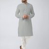 Men IndiFeels | Plain Kurta Pajama - Light Grey