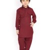 Kids IndiFeels | Boys Pathani - Maroon