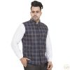 Men IndiFeels | Check Nehru Jacket – Blue - Semi Woolen