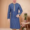 Men IndiFeels | Cotton Kurta Pajama - Blue