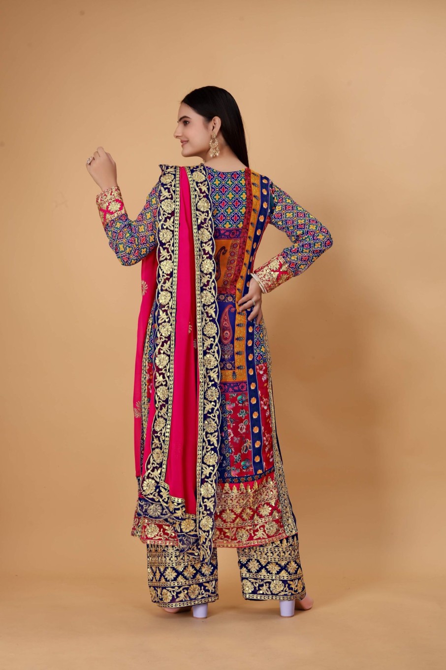 Women IndiFeels Suits | Women'S Multicolour Palazzo Pakistani Suit