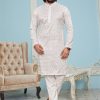 Men IndiFeels | White Chikankari Kurta For Men