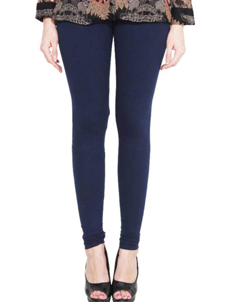 Women IndiFeels Pants Only | Free Size Stretchable Chudidar Leggings - Blue