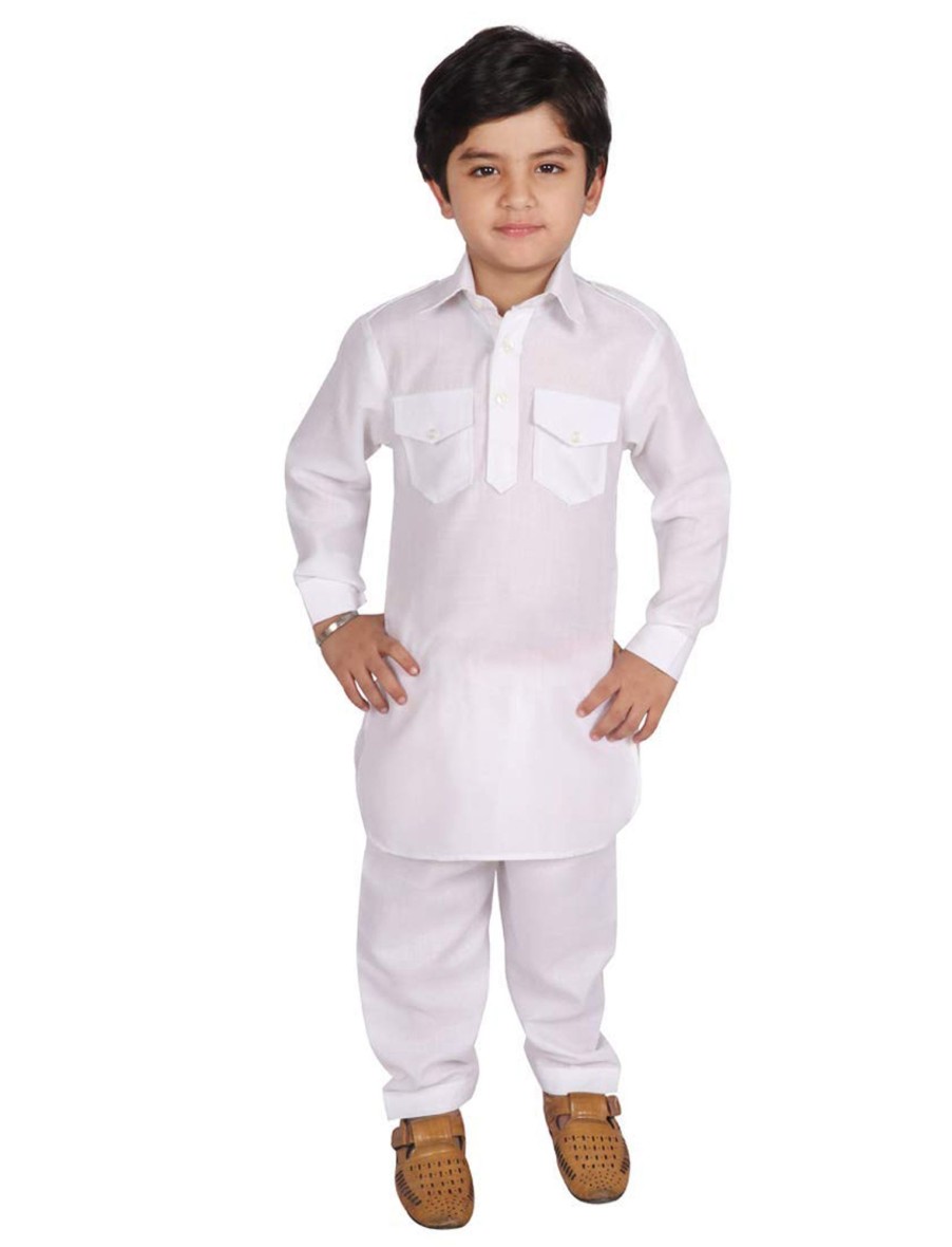 Kids IndiFeels | Boys Pathani - White