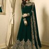 Women IndiFeels Anarkali | Green Embroidered Anarkali Gown With Dupatta