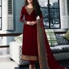 Women IndiFeels Suits | Embroidered Georgette Suit Maroon