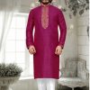 Men IndiFeels | Pink Silk Mens Kurta Pajama