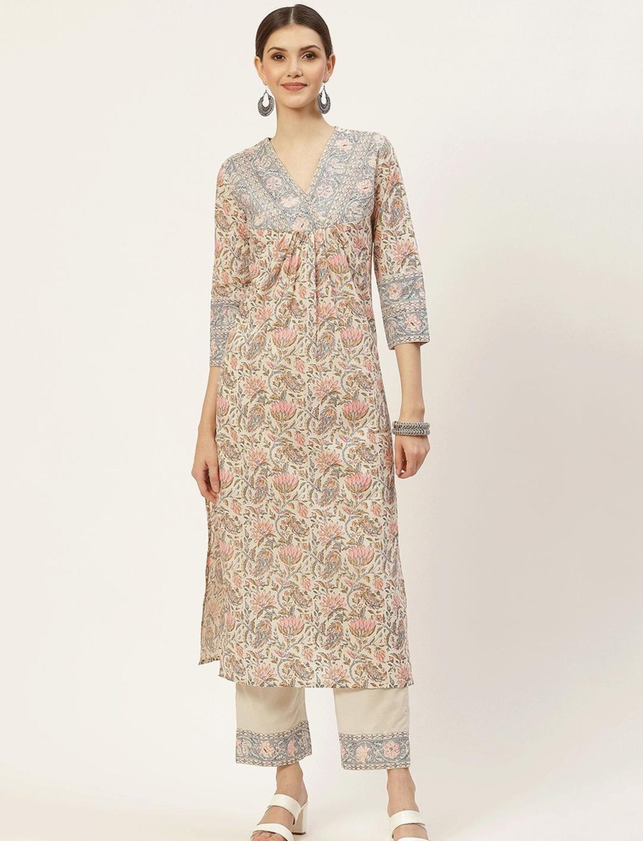 Women IndiFeels Kurti & Pants | Cotton Printed Kurta Set Women