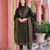 Women IndiFeels Suits | Embroidery Suit - Black Color