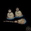 Women IndiFeels Maang Tikka Earrings Set | Maang Tikka Set -Blue