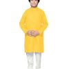 Kids IndiFeels | Boys Plain Cotton Kurta Pyjama – Yellow