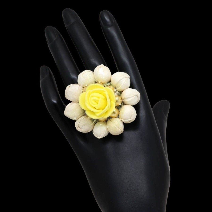 Women IndiFeels Rings | Floral Rose & Jasmine Flower Ring