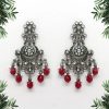 Women IndiFeels Earrings | Maroon Color Kundan Earrings