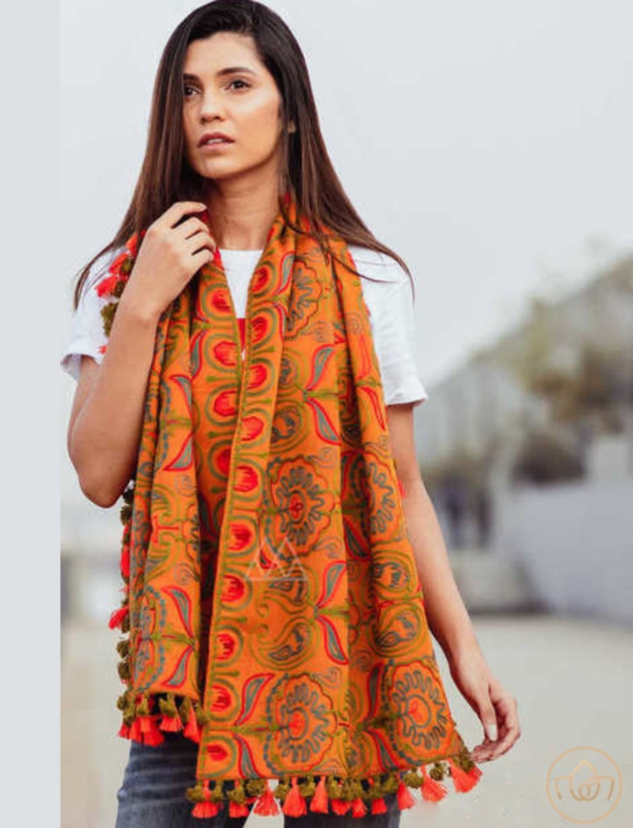 Women IndiFeels Bridal | Khadi Embroidery Muffler