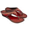 Women IndiFeels | Kohlapuri Chappal Maroon With Golden Embroidery