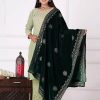 Women IndiFeels Suits | Velvet Embroidery Suit With Velvet Shawl