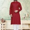 Men IndiFeels | Red Mirror Kurta Pyjama