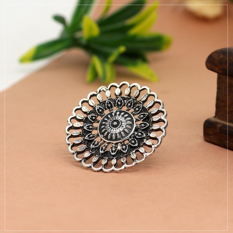 Women IndiFeels Rings | Silver Large Stud Ring