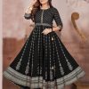 Women IndiFeels Anarkali | Black Anarkali Printed Kurti Woman