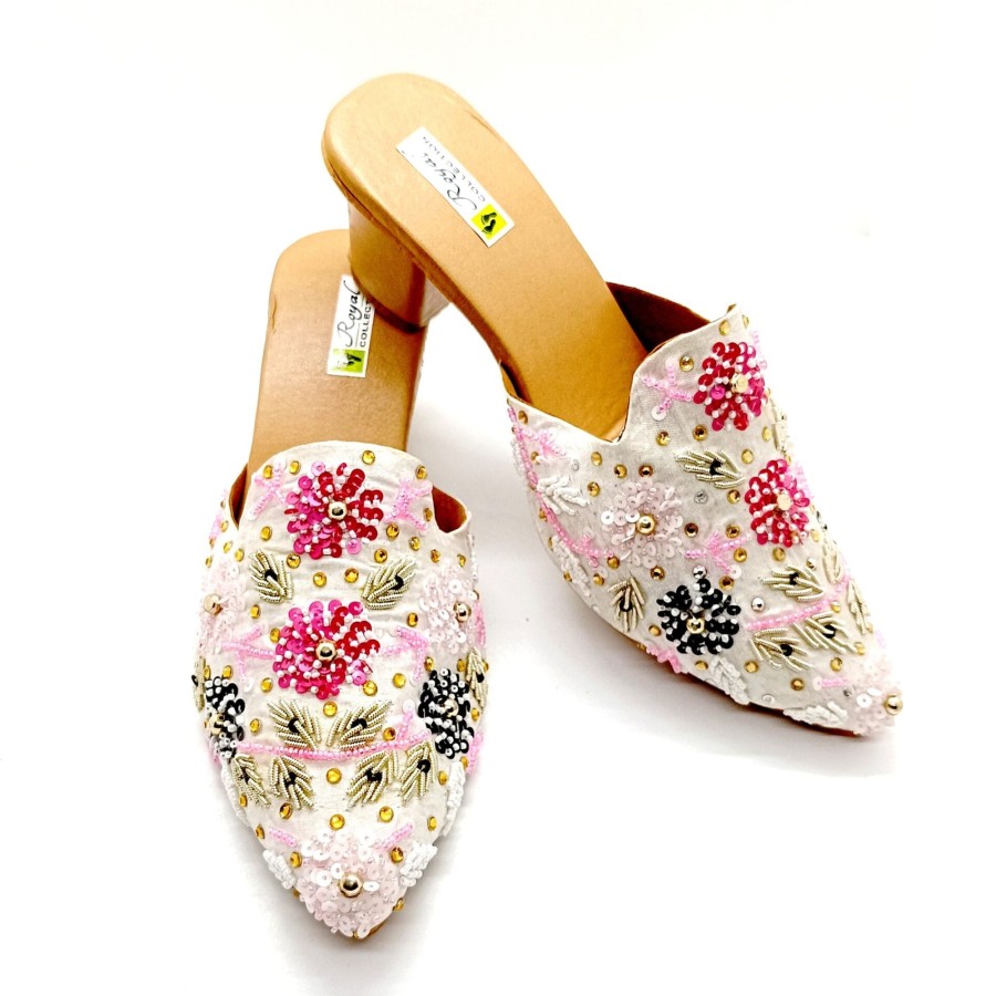 Women IndiFeels | Punjabi Mules With Heel-Multi Colour