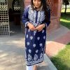 Women IndiFeels Kurti & Pants | Embroidery Kurti Plazo Set - Blue