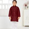 Kids IndiFeels | Kids Plain Kurta Pyjama - Maroon