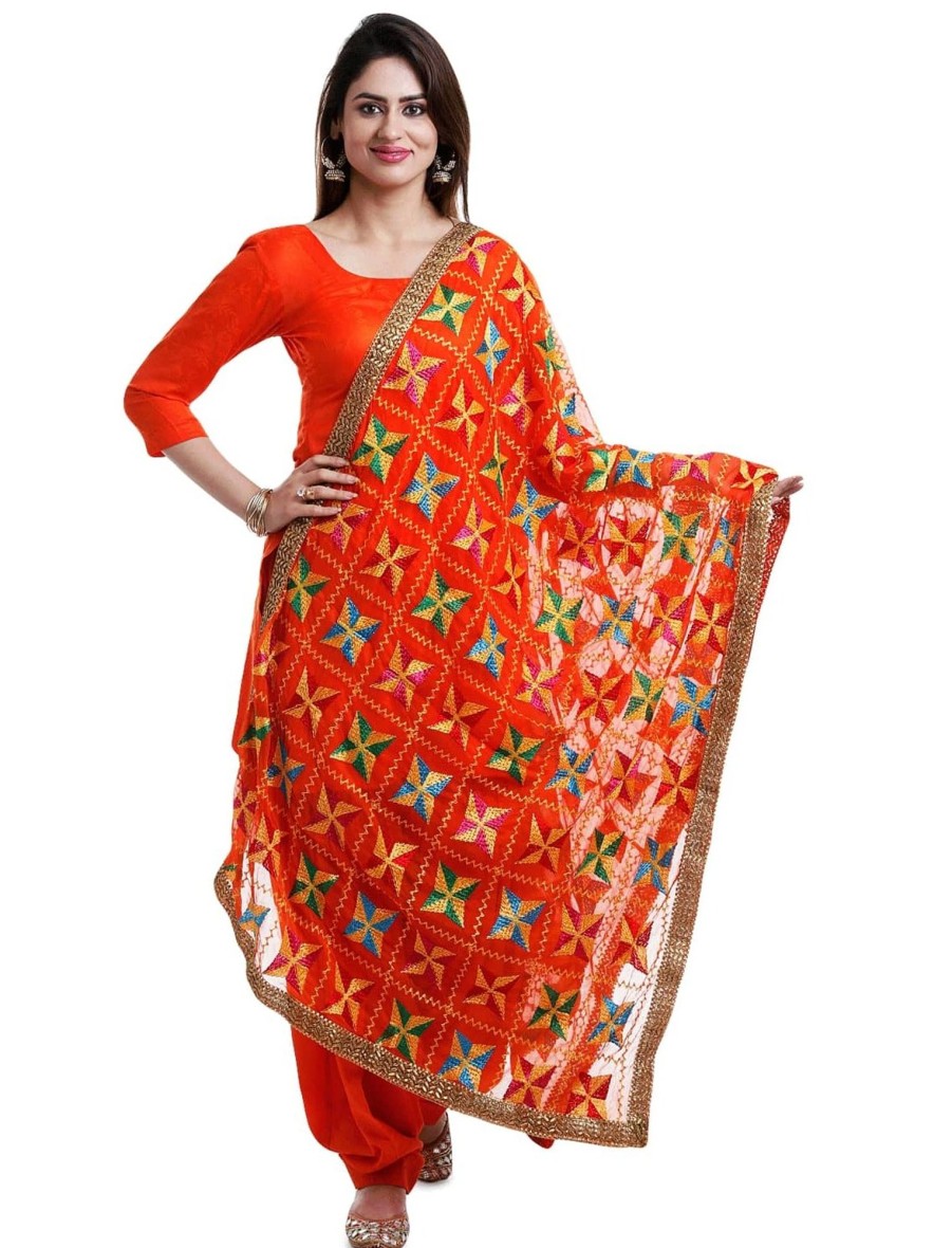 Women IndiFeels Bridal | Chiffon Phulkari Dupatta