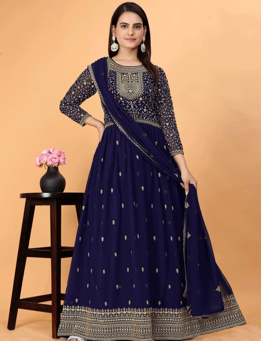 Women IndiFeels Anarkali | Georgette Anarkali Suit With Dupatta