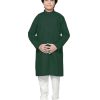 Kids IndiFeels | Plain Cotton Kurta Pyjama - Green